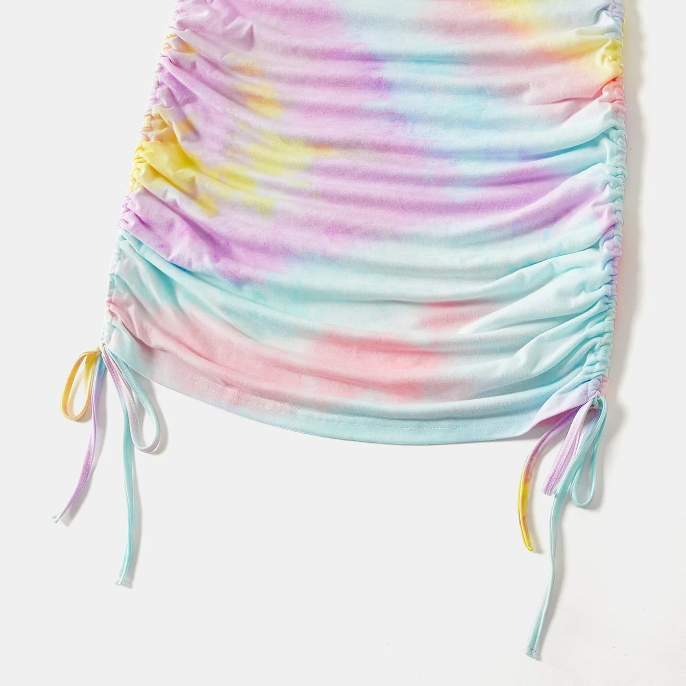 Tie Dye Round Neck Sleeveless Bodycon Dress for Mom and Me