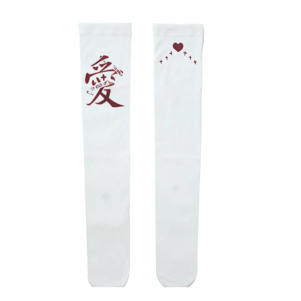 To End of the World Love Graffiti Thigh High Tights White