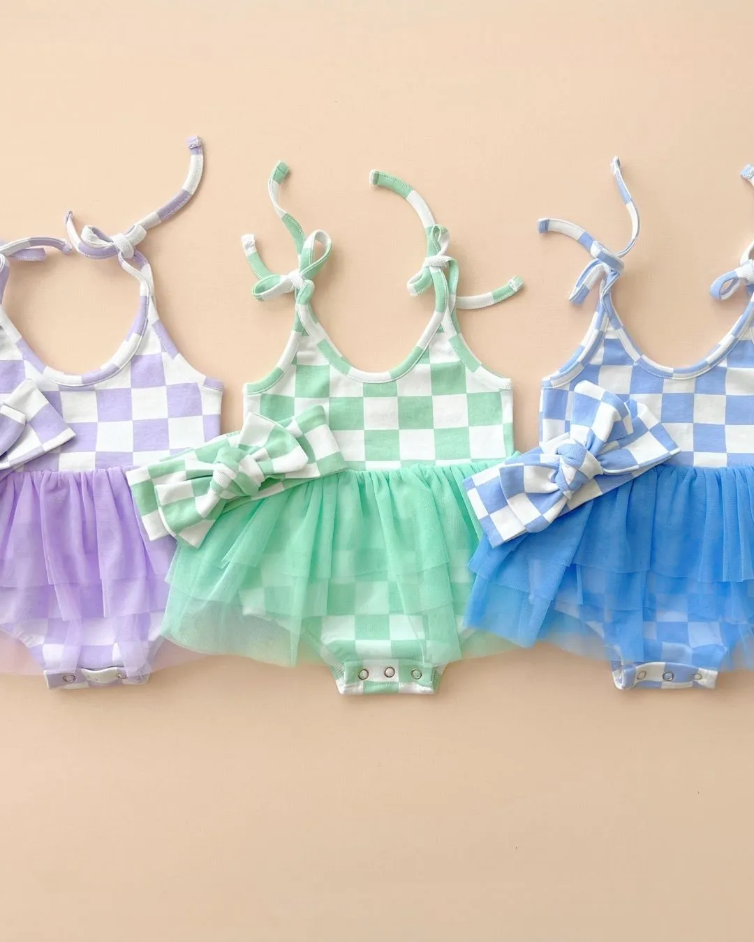 Tutu Romper | Checkered Mint