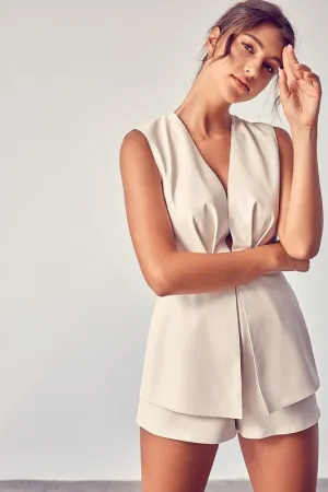 V-Neck Open Back Romper