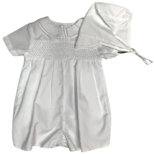 White Smocked Shortall Romper