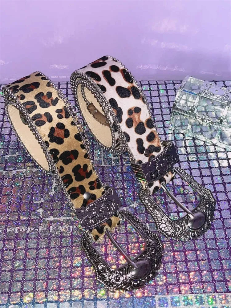 Y2K Punk Leopard Waist Belt