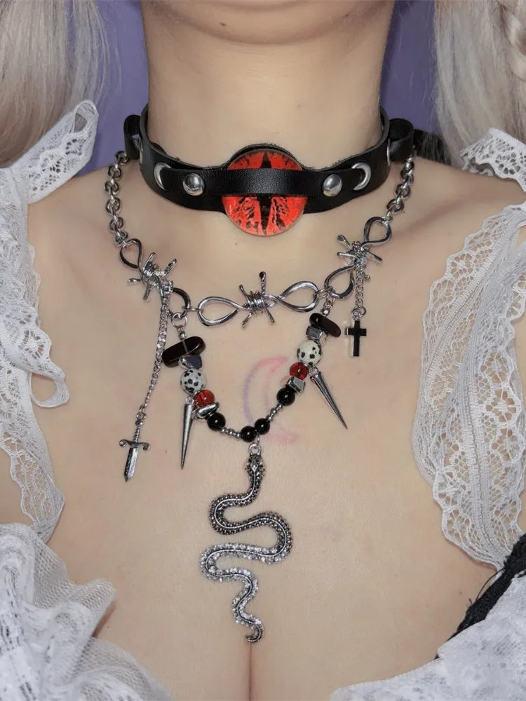 Y2K Snake-shaped Charm Punk Necklace