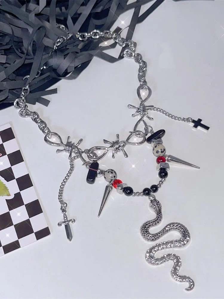 Y2K Snake-shaped Charm Punk Necklace